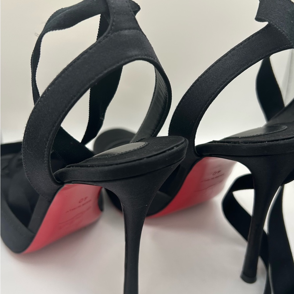 Christian Louboutin Black Ballerina Stilettos w/ Signature Red Soles Size 10 US - Picture 5 of 16